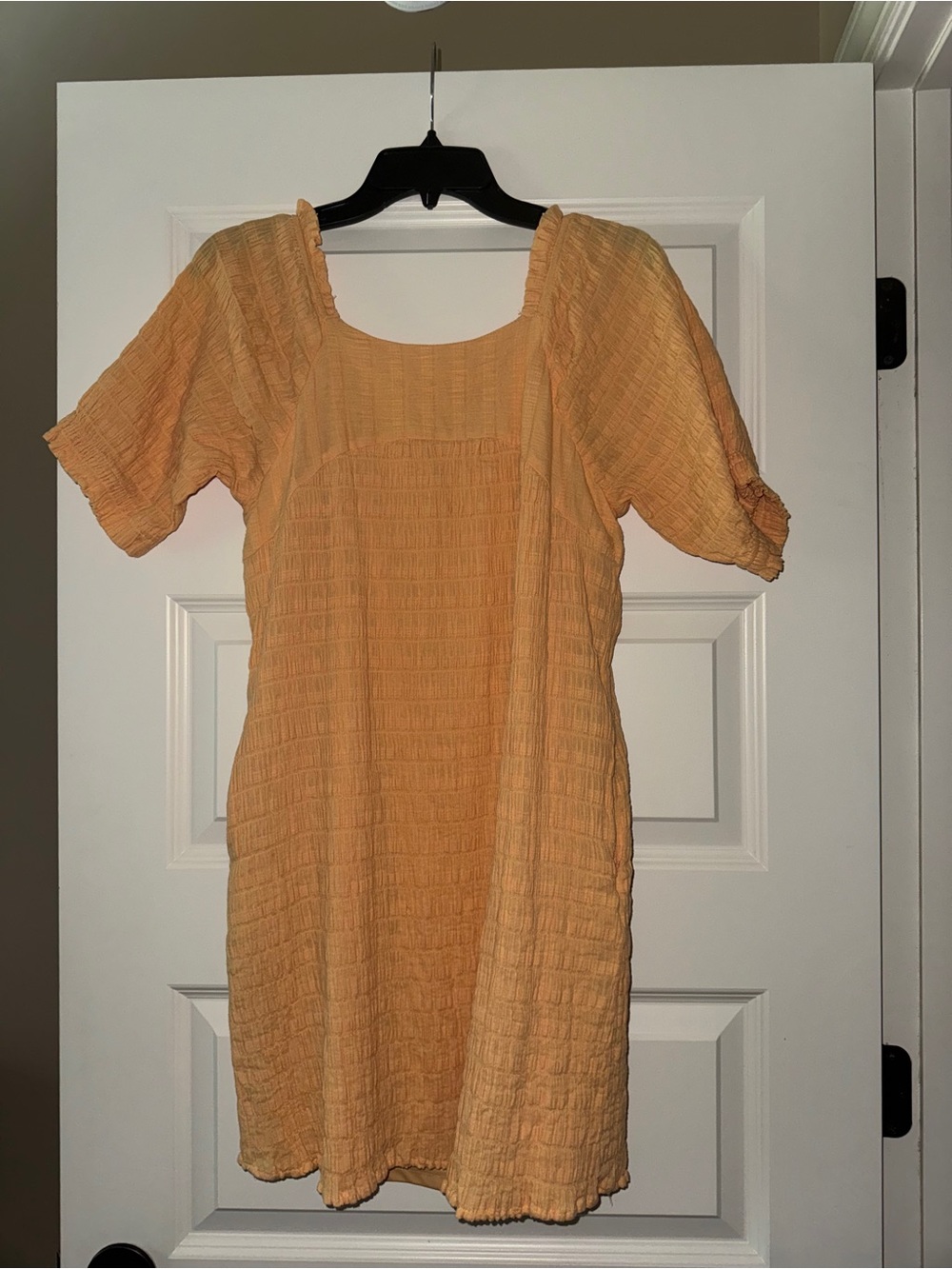 Listicle Peach Textured Square Neck Mini Dress